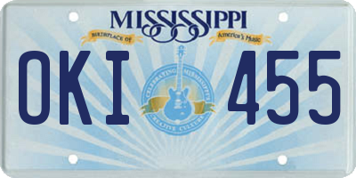 MS license plate OKI455