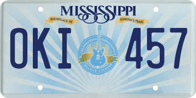 MS license plate OKI457