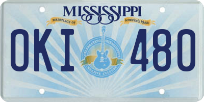 MS license plate OKI480
