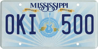 MS license plate OKI500