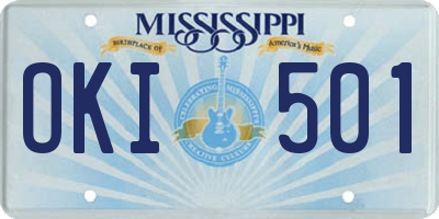 MS license plate OKI501