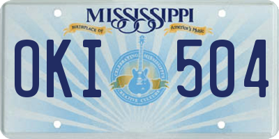 MS license plate OKI504