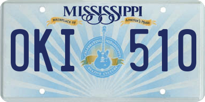 MS license plate OKI510
