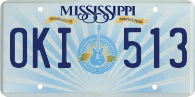 MS license plate OKI513