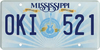 MS license plate OKI521