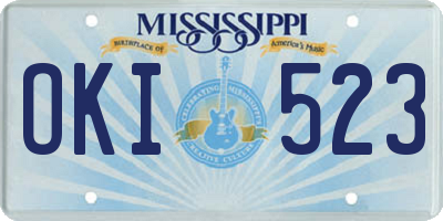 MS license plate OKI523