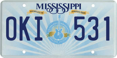 MS license plate OKI531