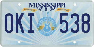MS license plate OKI538