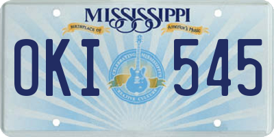 MS license plate OKI545