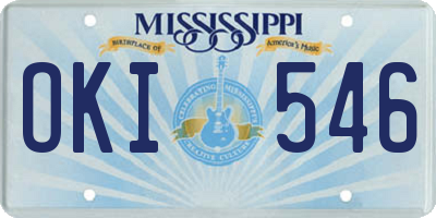 MS license plate OKI546