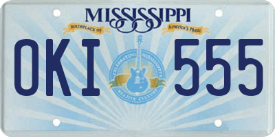 MS license plate OKI555