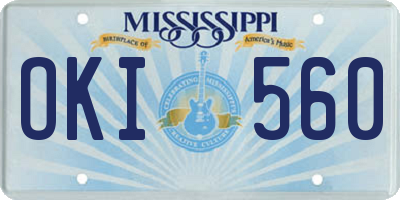MS license plate OKI560