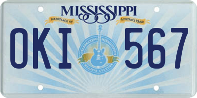 MS license plate OKI567