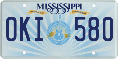 MS license plate OKI580