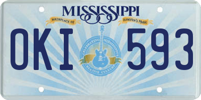 MS license plate OKI593
