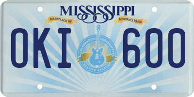 MS license plate OKI600