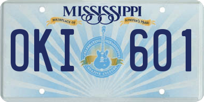MS license plate OKI601