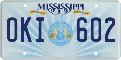 MS license plate OKI602