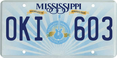 MS license plate OKI603