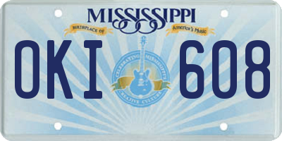 MS license plate OKI608