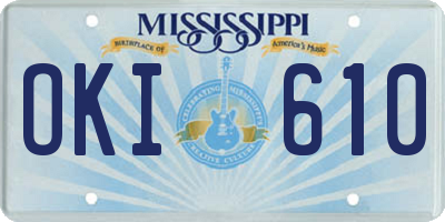 MS license plate OKI610