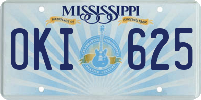 MS license plate OKI625