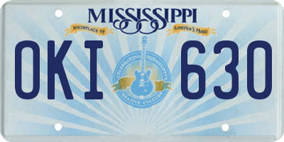 MS license plate OKI630