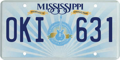 MS license plate OKI631