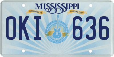 MS license plate OKI636