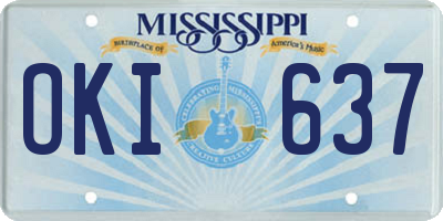 MS license plate OKI637
