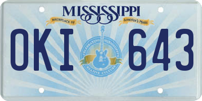 MS license plate OKI643