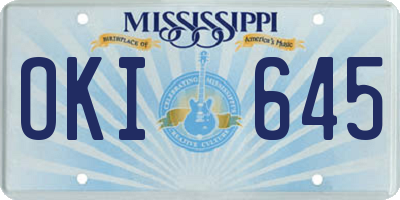 MS license plate OKI645