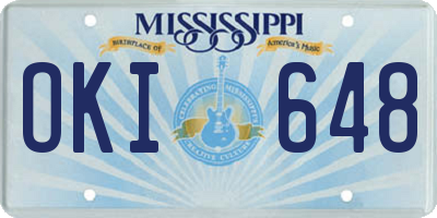MS license plate OKI648