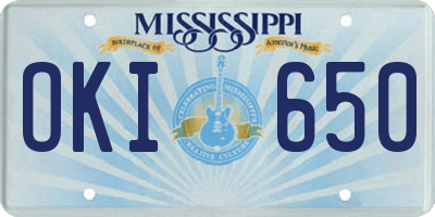 MS license plate OKI650