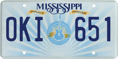 MS license plate OKI651