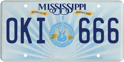 MS license plate OKI666