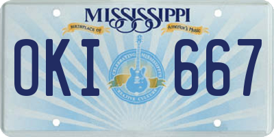 MS license plate OKI667