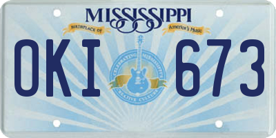 MS license plate OKI673