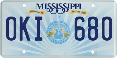 MS license plate OKI680
