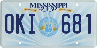 MS license plate OKI681