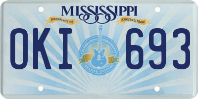 MS license plate OKI693