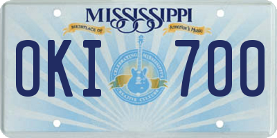 MS license plate OKI700