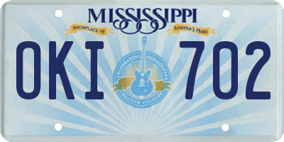 MS license plate OKI702