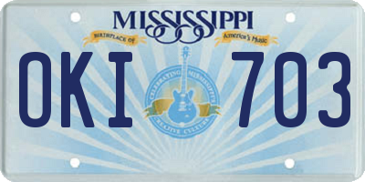 MS license plate OKI703
