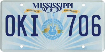 MS license plate OKI706