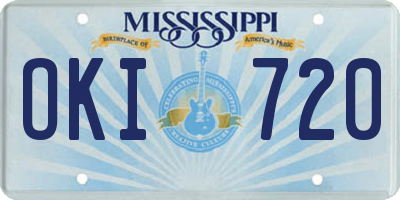 MS license plate OKI720