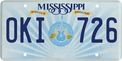 MS license plate OKI726
