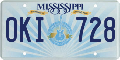 MS license plate OKI728