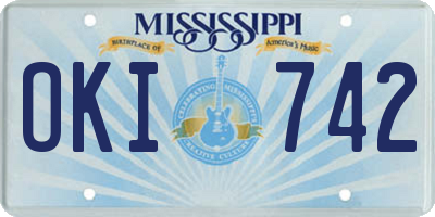 MS license plate OKI742