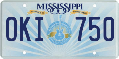 MS license plate OKI750